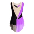 thumbnail image 4 of Yartina Children Girls Figure Skating Dance Bodysuit Color Block Ballet Leotard Dress Rhinestone Dancing Outfits Purple 10, 4 of 7