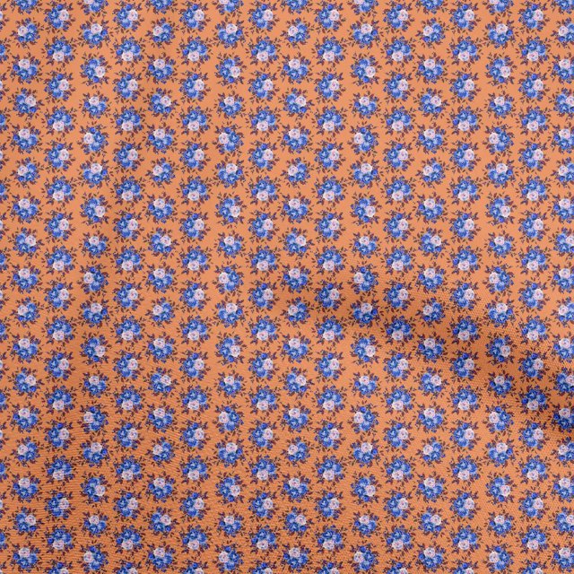 oneOone Rayon Orange Fabric Florals Sewing Material Print Fabric By The Yard 56 Inch Wide