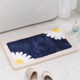 thumbnail image 2 of Becaristey Tapis de Bain Antidérapant et Très Absorbant Résistant à l'Usure et Durable Motif Marguerites Bleu, 2 of 6