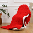 thumbnail image 4 of Comtest Chunky Knit Throw Blanket Chenille, Red, 40"x40"(Single Sofa), 4 of 6