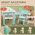 thumbnail image 4 of Qaba Kids Table and 4 Chairs Set with Adjustable Height, Green, 4 of 9