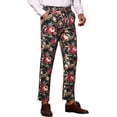 thumbnail image 4 of INSPIRE CHIC Pantalon Habillé à Fleurs pour Homme, devant Plat, Fête, Bal de Promo, Pantalon Imprimé de Fleurs 38 Noir Rouge, 4 of 5