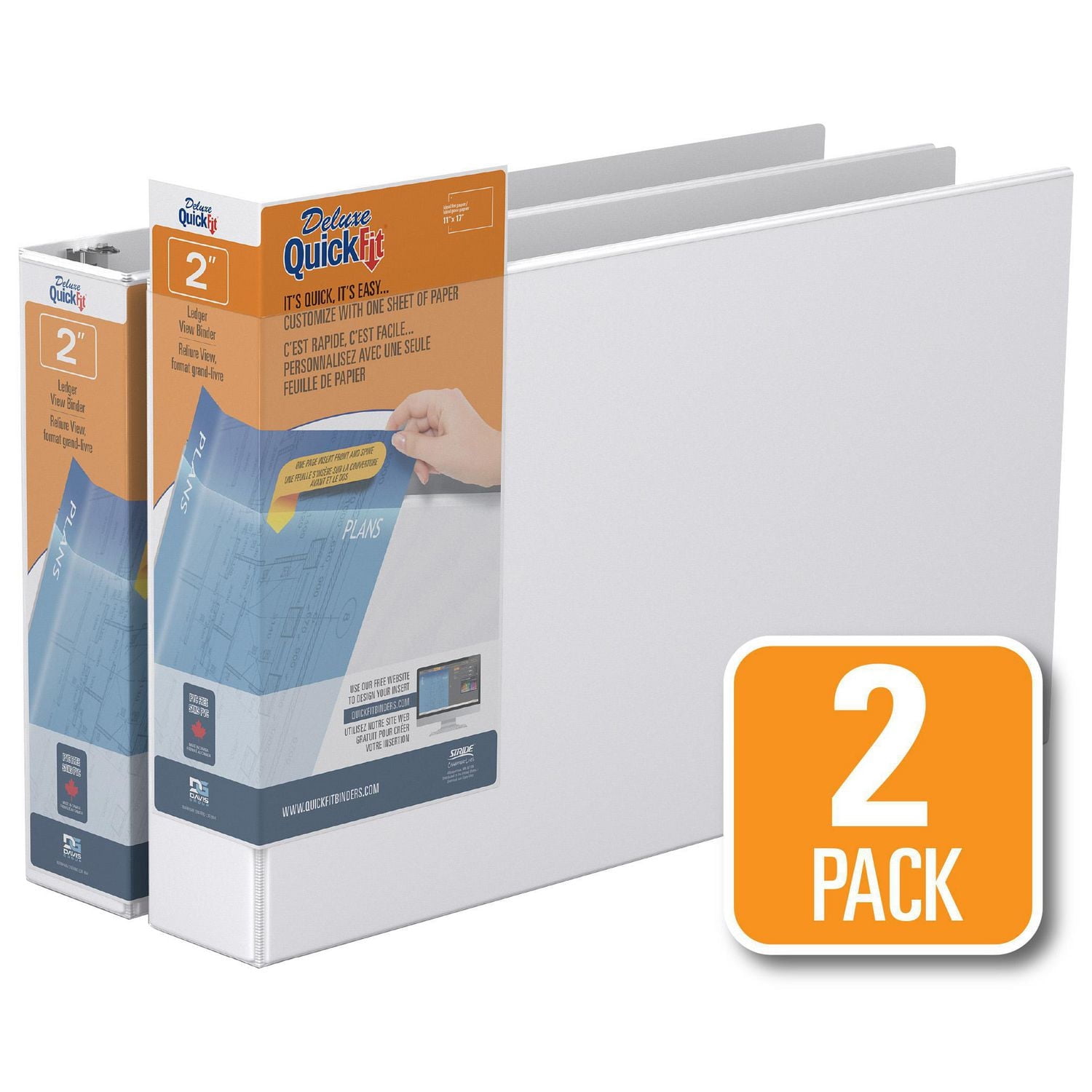 Reliure QuickFit View robuste, 11 po x 17 po, anneaux inclinés en D verrouillables 1 po