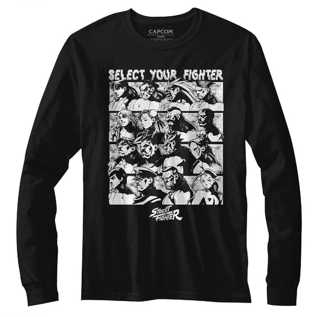 Street Fighter Video Arcade Game Select Screen Adult Long Sleeve T-Shirt Tee