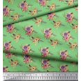 thumbnail image 2 of Soimoi Green Cotton Voile Fabric Leaves & Ranunculus Floral Print Sewing Fabric Yard 56 Inch Wide, 2 of 3