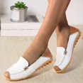 thumbnail image 5 of B91xZ Chaussures pour Femmes Largeur Grand Mocassins Plats à Enfiler, Blanc 7, 5 of 5
