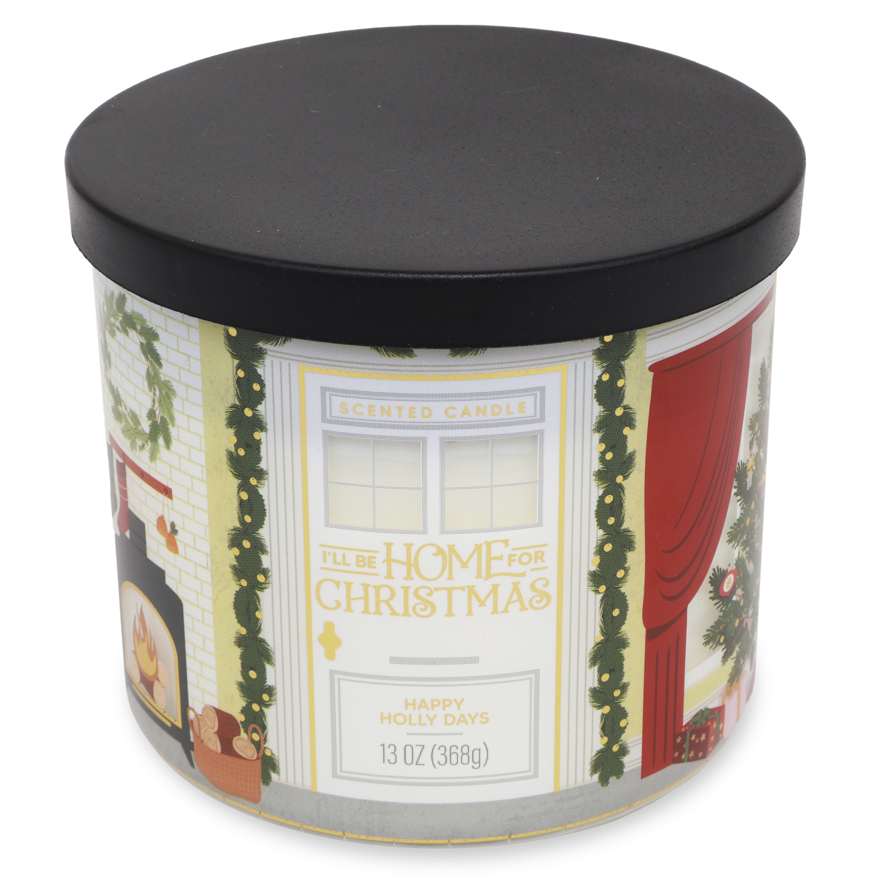 Bougie Mainstays à 3 mèches, "I'll Be Home For Christmas", enveloppe Happy Holly Days, 13 oz