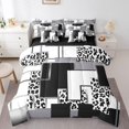 thumbnail image 1 of YST Black White Grey King Comforter Set With Sheets 7 Piece For Kids Boys Teen Abstract Wildlife Skin Bedding Set Geometric Leopard Bed In A Bag Buffalo Check Cheetah Print Bed Set, 1 of 5