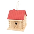 thumbnail image 2 of Wooden Bird House with Graffiti Design, Durable Wooden Bird Feeder for Parrots Breeding, Outdoor Courtyard Shelter with Hanging Rope in Multiple Colors, Red, 2 of 6