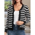 thumbnail image 4 of Cardigans pour Femmes, Chandails à Manches Longues, Décontractés, Légers, Boutonnés, Col en V, Chandail d'Automne, Rayures Noires, m, 4 of 9