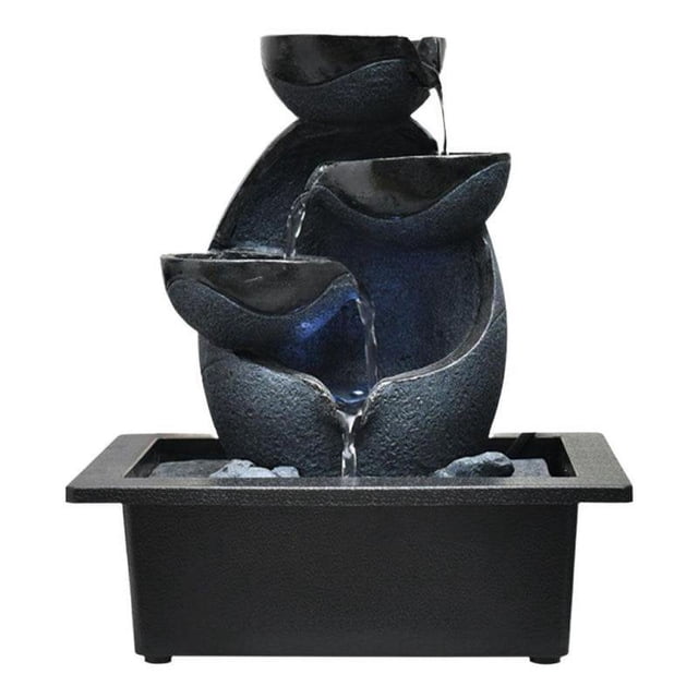 Tabletop Water Fountain Feng Shui Waterfall Landscape Home Table Ornaments A