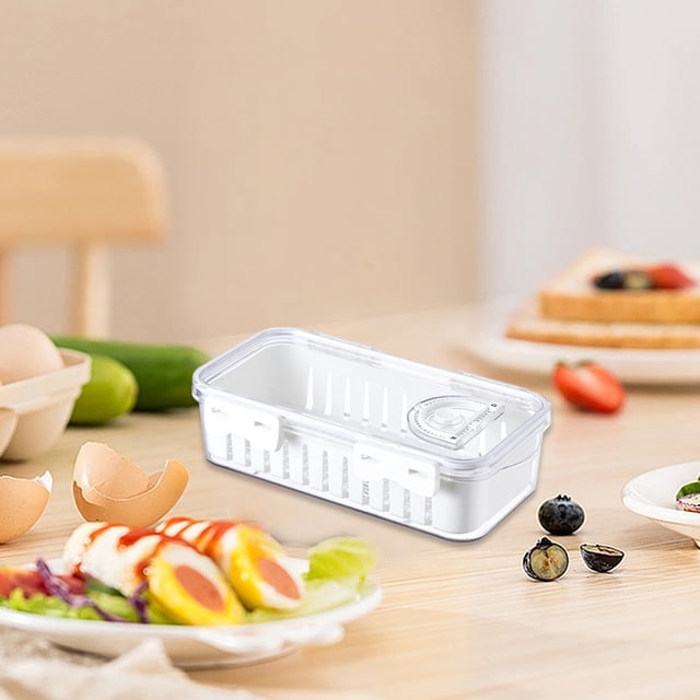 COFEST Organisateurs de Réfrigérateur, Bacs de Rangement pour Aliments, Contenant de Rangement pour Réfrigérateur, Contenant pour Aliments de Réfrigérateur avec Couvercles, Rangement de Fruits et Légumes pour Réfrigérateur, Garde-Frais, Blanc Partit