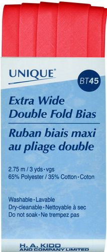 UNIQUE Extra Wide Double Fold Bias Tape, 16 mm (0.63 in) × 2.75 m (5/8 in × 3 yd), Poly-coton
