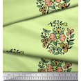 thumbnail image 3 of Soimoi Polyester Crepe Fabric Leaves & Floral Block Printed Fabric 1 Yard 52 Inch Wide, 3 of 3