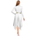 thumbnail image 2 of Hansber Robe de Louange Métallique pour Femmes à Manches Longues, Ourlet Irrégulier, Tunique, Costume de Performance, Blanc, m, 2 of 4