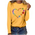 thumbnail image 1 of Pisexur Hauts d'Automne pour Femmes Mode Mignon Cœur Graphique Imprimé T-Shirt Hauts Col Rond Manches Longues Chemises pour Femmes Habillées Décontractées Sorties Hauts Confort Polyvalent Léger T-Shirts, 1 of 5