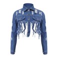 thumbnail image 4 of Women's Cropped Jacket With Holes On The Back And Cutout Denim Jacket, 4 of 7