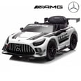 thumbnail image 1 of Licensed Mercedes-AMG GT3 24V Kids Ride-On Racing Car with Premium Leather Seat, High-Speed Performance 24V Power Wheels, Motorized Track Toy with Parent Remote, White, 1 of 8