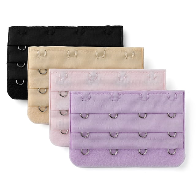 INSPIRE CHIC Rallonges de Soutien-Gorge pour Femmes 3 Rangées 4 Crochets Rallonges de Bretelles Multicolore-1 3 Rangées 4 Crochets 4 Pcs
