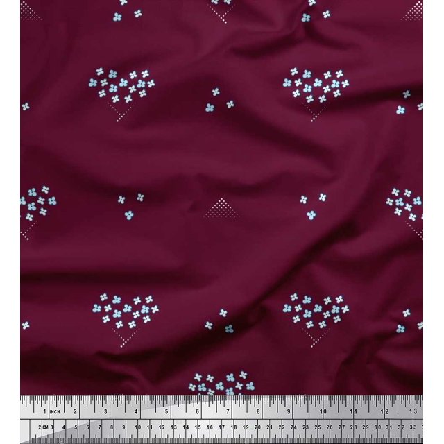 Soimoi polyester Crepe Fabric Dot & Floral Artistic Fabric Prints By Yard 42 Inch Wide