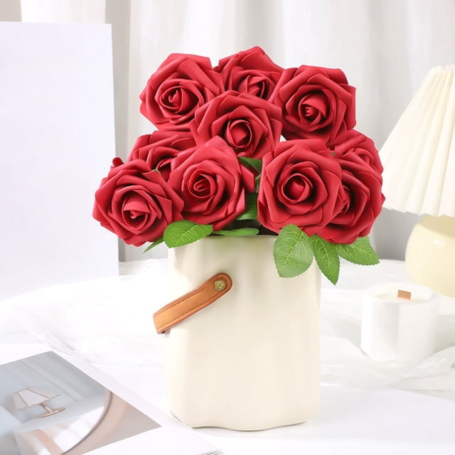 25Pcs Realistic Foam Roses – Non-Fading Artificial Flowers with Stems for Wedding Bouquets, Valentine’s Decor & Bridal Shower Arrangements