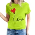 thumbnail image 2 of Meichang Hauts pour Femmes T-Shirts de la Saint-Valentin T-Shirts de Fête à Col Rond T-Shirts à Imprimé Cœur d'Amour T-Shirts à Manches Courtes Jolis Tees Blouses en Liquidation, 2 of 5