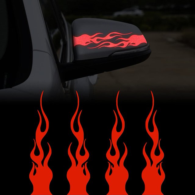 Lefu 4 pcs 5.9\'\' Flame Reflective Sticker for Car Racing laptop skateboard Decal
