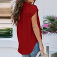 thumbnail image 4 of Blouses à Manches Courtes pour Femmes Blouse d'Été Décontractée à Manches Courtes pour Femmes Bouton Couleur Unie Col Rabattu T-Shirt Hauts T-Shirts d'Été pour Femmes Hauts à Manches Courtes, 4 of 7