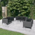 thumbnail image 1 of vidaXL 6 Piece Garden Lounge Set with Cushions Poly Rattan Dark Grey, 1 of 3