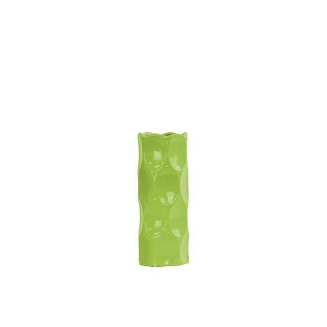 Urban Trends Collection 24427 Ceramic Round Cylindrical Vase With Dimpled Sides, Small - Green