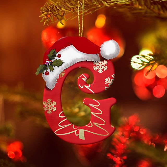 LSLJS 26 Letters Christmas Tree Decoration Pendant Christmas Tree Ornaments Personalized DIY Christmas Ornaments Christmas Decorations Xmas Tree Hanging Decor