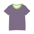 thumbnail image 4 of Penkiiy T-Shirts à Manches Courtes à Blocs de Couleur Rayés pour Filles, Col Rond Décontracté, Été, Mignons, Hauts Tee 4-13 Ans Rose, 4 of 4
