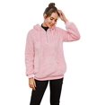 thumbnail image 2 of Womens Fuzzy Sherpa Hoodies Pullover Zip Fleece Sweatshirt Outwear, 2 of 7
