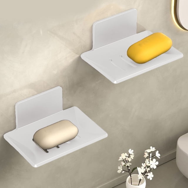 Vaidha Soap Box Wall Mounted Perforated Home Bathroom High-end Drainage Soap Storage Rack Bathroom Storage Box Stainless Steel 2 Sets
