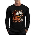 thumbnail image 3 of YOIAVAIOY T-Shirts à Manches Longues pour Hommes de Fête T-Shirt Graphique Fantôme à Manches Longues Col Rond Chandail d'Halloween Hauts de Mode d'Automne Noir G, 3 of 6