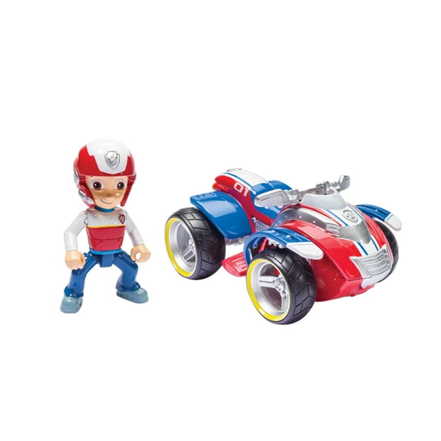 Pat' Patrouille Ryder's Rescue Véhicule Jouet de Type VTT avec Figurine Articulée Mettant en Vedette un VTT Multicolore Rouge, Bleu et Blanc avec de Véritables Roues Fonctionnelles et des Jantes Jaunes, à Côté d'Une Figurine Ryder Articulée Portant un Casque Rouge et Blanc, un Gilet Rouge, un Pantalon Bleu et des Chaussures Grises, Idéal pour un Jeu Imaginatif de Sauvetage.