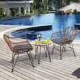 thumbnail image 2 of Costway 3PCS Patio Rattan Bistro Set Coffee Table Armchair Garden Gray Cushion, 2 of 10