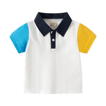 PMVFHDE T-Shirts Graphic Boys' Casual Color Blocked Sweat Absorbent Shirt 3 9 Years Navy,5-6 Years