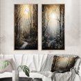 thumbnail image 1 of Designart "Forest Tree Monochrome Moonlit Forms II" Tree Monochrome Framed Wall Art Set Of 2 - Gold Floral Framed Canvas Set For Living Room Decor, 1 of 6