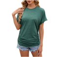 thumbnail image 1 of FAIWAD Tunique d'Été à Manches Courtes pour Femmes Col Rond Basique Couleur Unie Extensible, 1 of 4