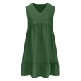 thumbnail image 4 of Yuyuzo Robes d'Été pour Femmes Sans Manches à Col en V Mini Robe T-Shirt Plissée à Volants Fluide Plage Vacances Robes d'Été, 4 of 6