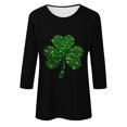 thumbnail image 4 of Meichang Chandails de la Saint-Patrick pour Femmes, Hauts à Col Rond pour les Fêtes, T-Shirts Graphiques Irlandais Porte-Bonheur, T-Shirts Graphiques à Manches 3/4 avec Trèfle St Patricks Day Clearance, 4 of 4