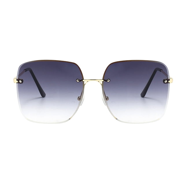 XASZHN Fashion Unisex Rimless Metal Gradient Sunglasses for Travel Shopping Outdoors Grey_002 One Size