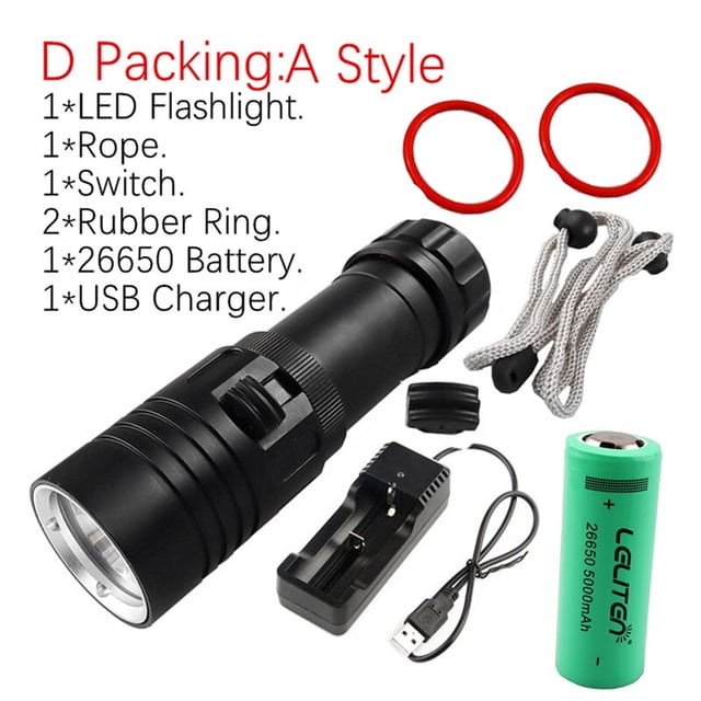 XML-L2 Lampe de Poche Étanche à DEL pour Plongée en Mer sous-Marine, Lumière Jaune, Torche Marine, Éclairage Puissant