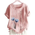 thumbnail image 4 of Birdeem Womens Summer Casual Round Neck Short Sleeve Printing Loose Shirt Tops, 4 of 5