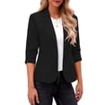 thumbnail image 2 of Timegard Formal Jackets for Women 3/4 Sleeve Ruched Solid Color Work Business Casual Blazer Suit Jackets, 2 of 8