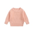 thumbnail image 1 of MIASHUI Chandails pour Garçons et Filles, Col Rond, Manches Longues, Chandail-Over, Couleur Unie, Tricoté, Rouge Melon D\'eau, 6-12 Mois, 1 of 4