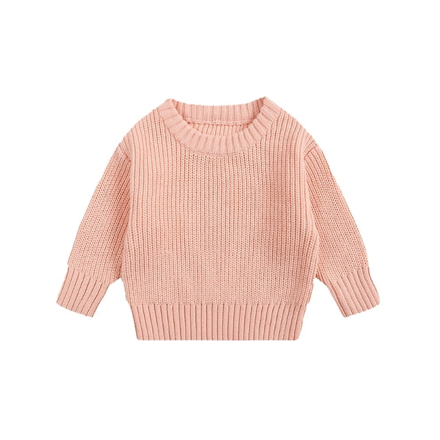 MIASHUI Chandails pour Garçons et Filles, Col Rond, Manches Longues, Chandail-Over, Couleur Unie, Tricoté, Rouge Melon D\'eau, 6-12 Mois