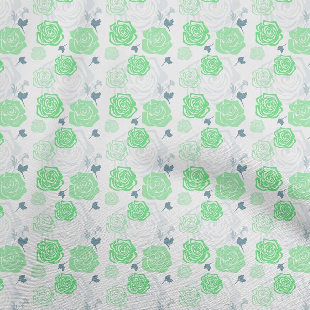 oneOone Polyester Spandex Green Fabric Floral Sewing Craft Projects Fabric Prints By Yard 56 Inch Wide