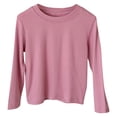 thumbnail image 2 of RXIRUCGD 1-12 Ans T-Shirt de Base Décontracté Ample Uni pour Enfants à Manches Longues à Col Rond Haut/chemise ( Rose, Taille : 2-3 Ans ), 2 of 4